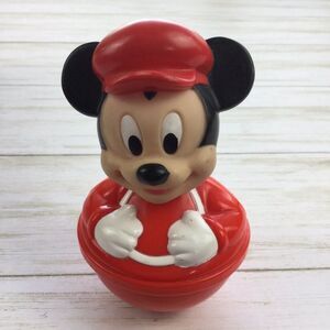 Vintage Disney Mickey Mouse Weeble Wobble Roly Poly Toy Rattle